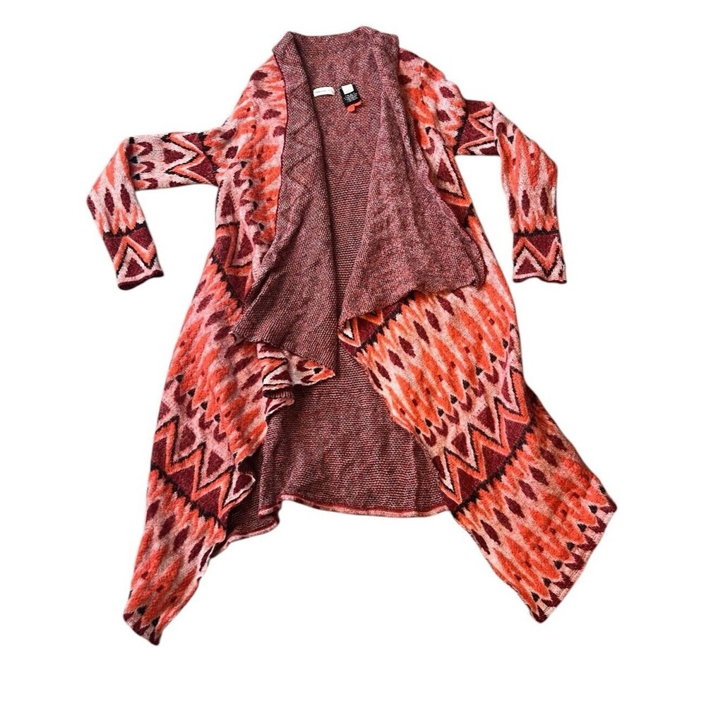 Anthropologie Sleeping On Snow Cardigan Sweater‎ Sz S Maroon Open Front